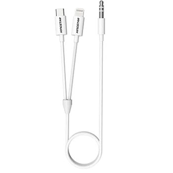 کابل تبدیل AUX به لایتنینگ/USB-C کینگ استار مدل KAC75 طول 1 متر